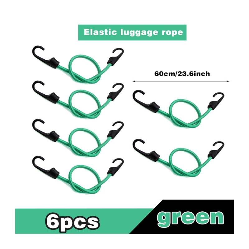 Zurrgurt, 2/4/6Pcs Elastizität Haken Seil Elastische päck Seil Motorrad Fracht Strap päck Bündel Elastische Befestigung Buchse Werkzeug Elast Umreifungswerkzeuge(60cm Green 6pcs) von HPHPH