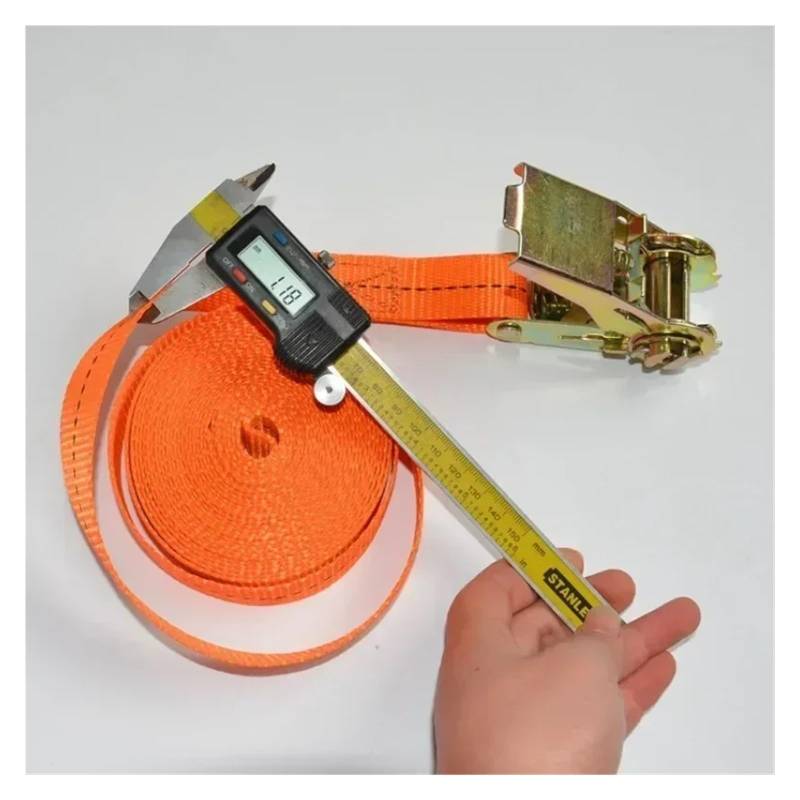 Zurrgurt, 25 mm, 1 m, 3 m, 5 m, strapazierfähir Polyester-Ratschenspanngurt, 800 kg Kapazität, for den Autotransport, langlebir Zurrgurt for LKWs Umreifungswerkzeuge(Orange 1m) von HPHPH