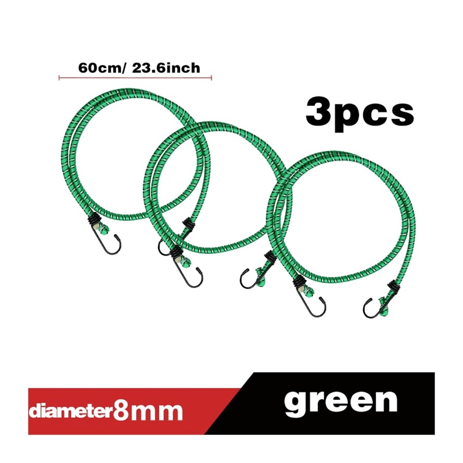 Zurrgurt, 3-teilis elastisches Bune-Seil-Set, hochelastisches päckgurt-Seil for Fahrrad-Zurrgurte, Camping und Autos, Bune-Seil-Krawatte Umreifungswerkzeuge(Green 60cm) von HPHPH