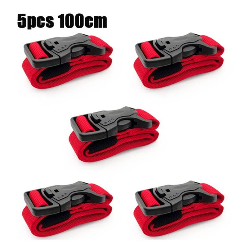 Zurrgurt, 5/10 STÜCKE Tragbare Frachtverzurrgurte Gepäckgurte Schnellverschlussschnalle 60/100/150 cm Gepäck Sicherer Gurt for Camping Wandern Umreifungswerkzeuge(5pcs 100cm) von HPHPH