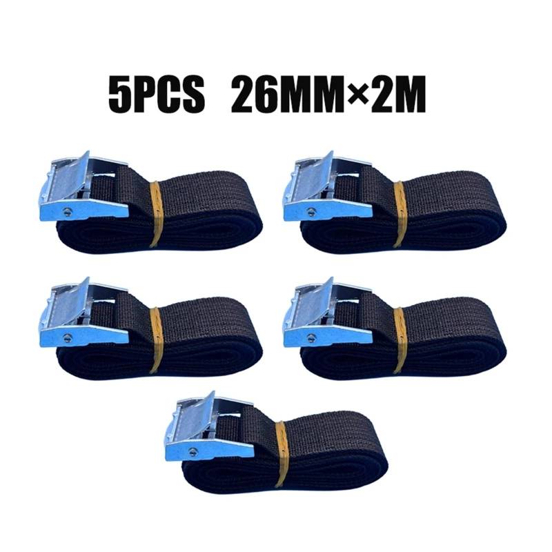 Zurrgurt, 5 Stück 2 m Spannseil-Zurrgurt, starker Ratschengurt, Auto-päcktasche, Ladungszurrgurt, Zinklegierung, Zink-Nylon, 5 Farben Umreifungswerkzeuge(5PCBlack-2M) von HPHPH