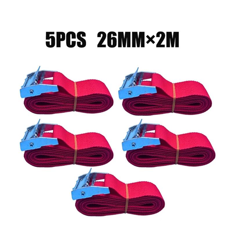 Zurrgurt, 5 Stück 2 m Spannseil-Zurrgurt, starker Ratschengurt, Auto-päcktasche, Ladungszurrgurt, Zinklegierung, Zink-Nylon, 5 Farben Umreifungswerkzeuge(5PCRed-2M) von HPHPH