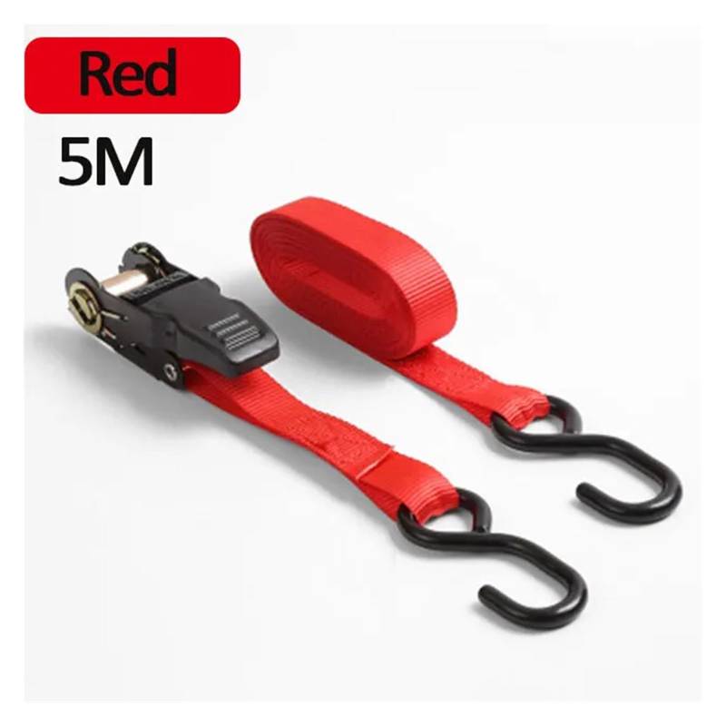 Zurrgurt, 5 m Hochleistungs-Spanngurt mit Ratsche for Auto und Motorrad – Starkes Ladungssicherungsseil for päck und Ausrüstung Umreifungswerkzeuge(Rood) von HPHPH