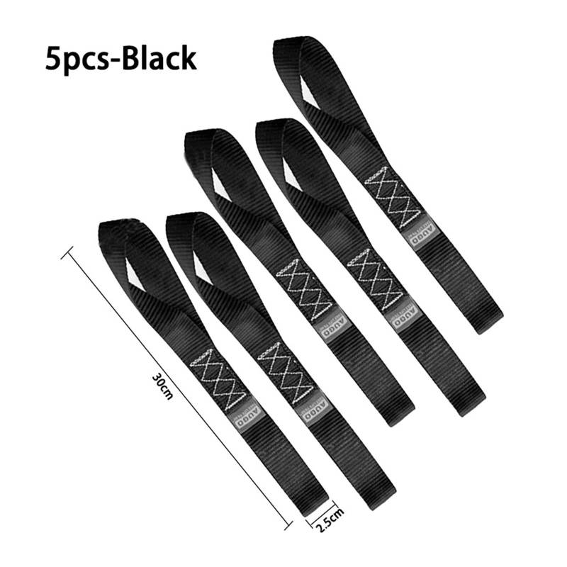 Zurrgurt, 5 stücke Auto Motorrad Verpackung Zurrgurte Schlaufengurt Kofferraum Fracht päck Feste Langlebi Mehrzweck Nylon Weiche Riemen Universal Umreifungswerkzeuge(5pcs Black-A) von HPHPH