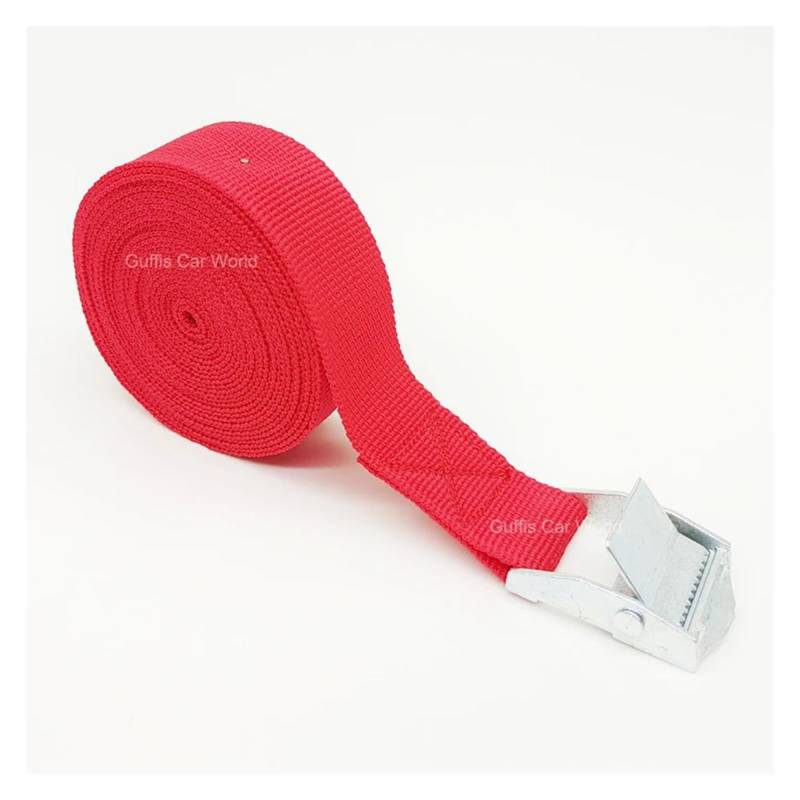 Zurrgurt, 5MCargo Straps Mit Schnalle Zurrgurt for Motorrad Auto Fahrrad Metall Abschleppseil Starke Ratsche Befestigungsgurt for päcktasche Umreifungswerkzeuge(Rood) von HPHPH
