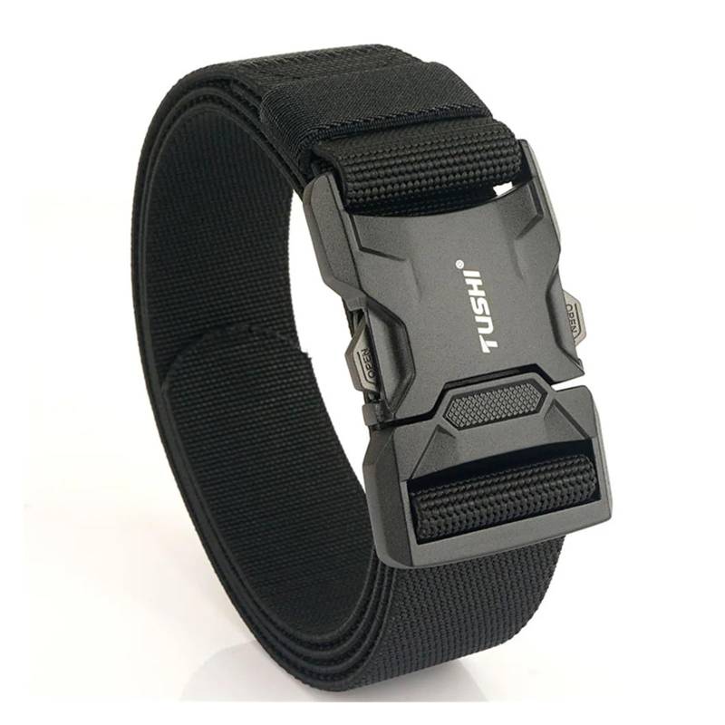 Zurrgurt, Aluminiumlegierung Schnellverschluss Steckbare Schnalle Elastische Gürtel Langlebiger Taktischer Gürtel Cowboy Outdoor Gürtel Umreifungswerkzeuge(Elastic-Black) von HPHPH