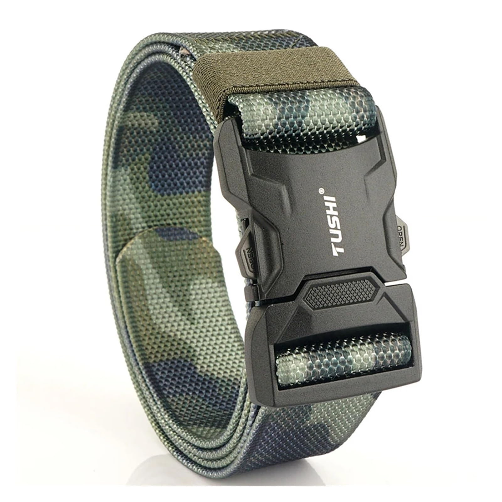 Zurrgurt, Aluminiumlegierung Schnellverschluss Steckbare Schnalle Elastische Gürtel Langlebiger Taktischer Gürtel Cowboy Outdoor Gürtel Umreifungswerkzeuge(Not E-Green CAMO) von HPHPH