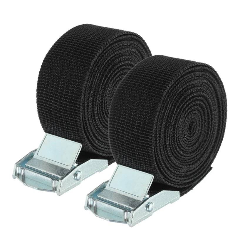 Zurrgurt, Auto-Spannseil, Gepäck-Festgurt, Fracht-Dachträger, Zurrgurte, Ratschen-Bindegurt mit Schnalle, Verstauen, Aufräumen, Ratschengurt Umreifungswerkzeuge(Black 2m 2pcs) von HPHPH