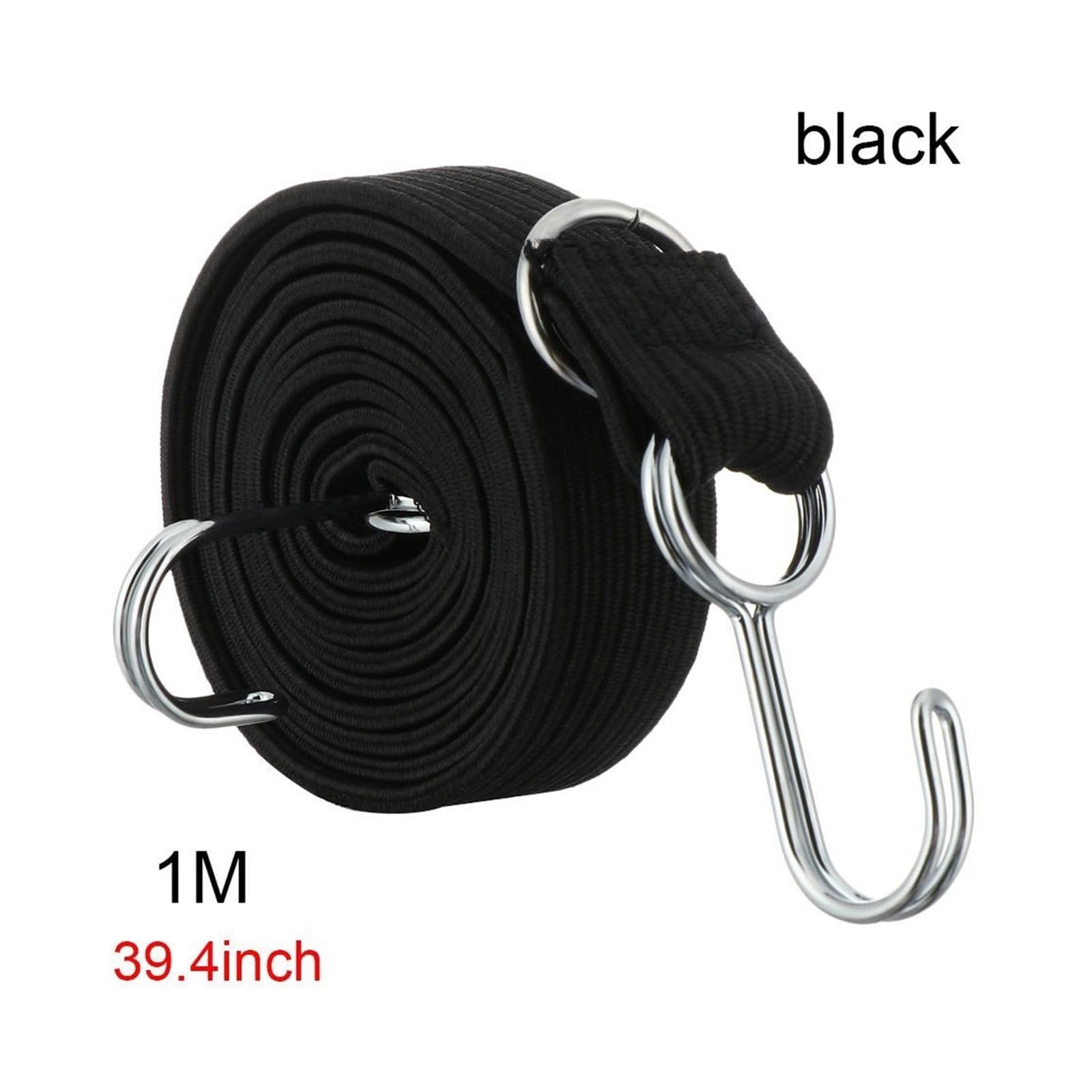 Zurrgurt, Gummibänder Gummi Lugga Seil Schnur Haken Fahrräder Seil Krawatte Fahrrad Lugga Dach Rack Strap Feste Band Haken Auto Zubehör Umreifungswerkzeuge(Black-1M) von HPHPH