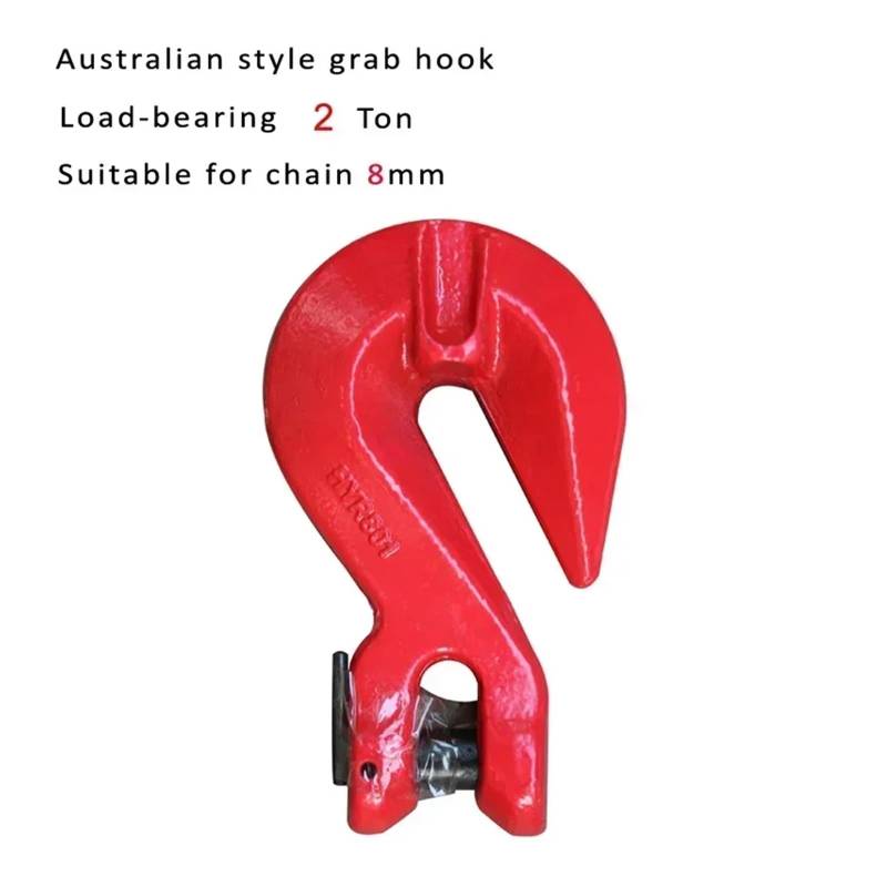 Zurrgurt, Hochfester Kranhebeverschluss mit 80 Stufen und Zienhorn-Form und Schloss, australischer Greifhaken mit Tragwicht von 1–5 Tonnen Umreifungswerkzeuge(AU WLL 2T Chain 8mm) von HPHPH