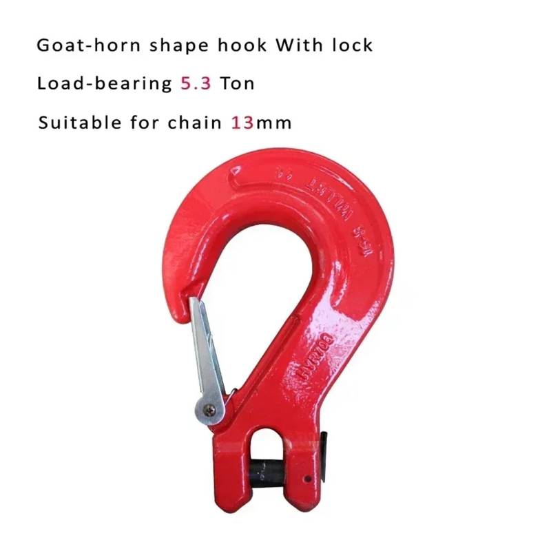Zurrgurt, Hochfester Kranhebeverschluss mit 80 Stufen und Zienhorn-Form und Schloss, australischer Greifhaken mit Tragwicht von 1–5 Tonnen Umreifungswerkzeuge(Lock 5.3T Chain13mm) von HPHPH