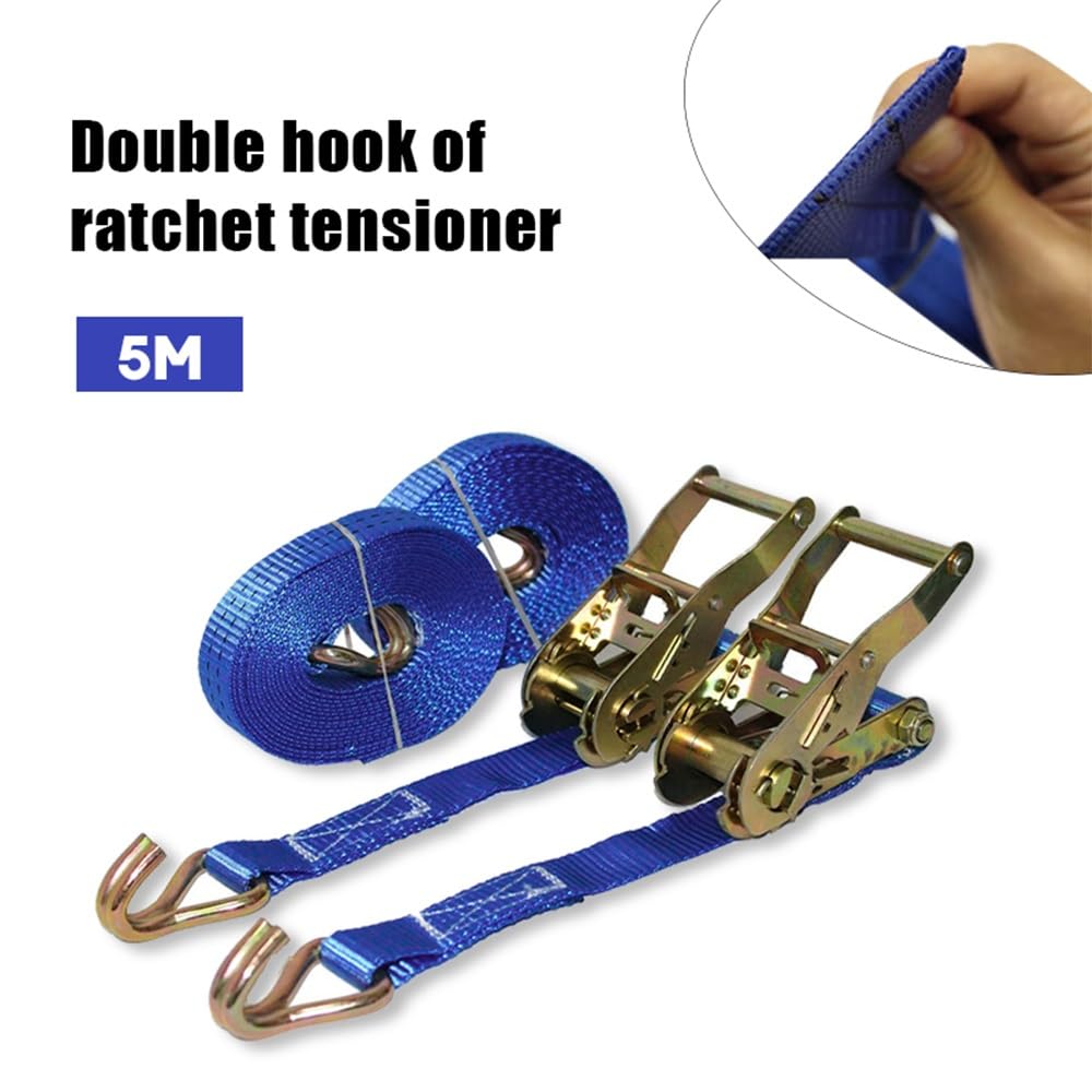 Zurrgurt, Ratschengurte 1pc 5Meter LKW-Zurrgurte Handliche Gurte Verdickte Auto-Umreifung Gurtspanner Bindung Umreifungsspanner Umreifungswerkzeuge(1pc Double Hook) von HPHPH