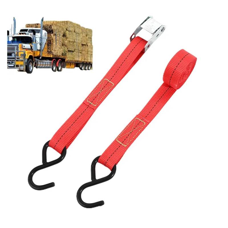 Zurrgurt, Zurrgurte fürs Auto, 5 m, Ratschengurt-Seilspanner, wasserdichte LKW-Gurte, verschleißfestes Gurtband, robuste Frachtgurte Umreifungswerkzeuge(Rood) von HPHPH