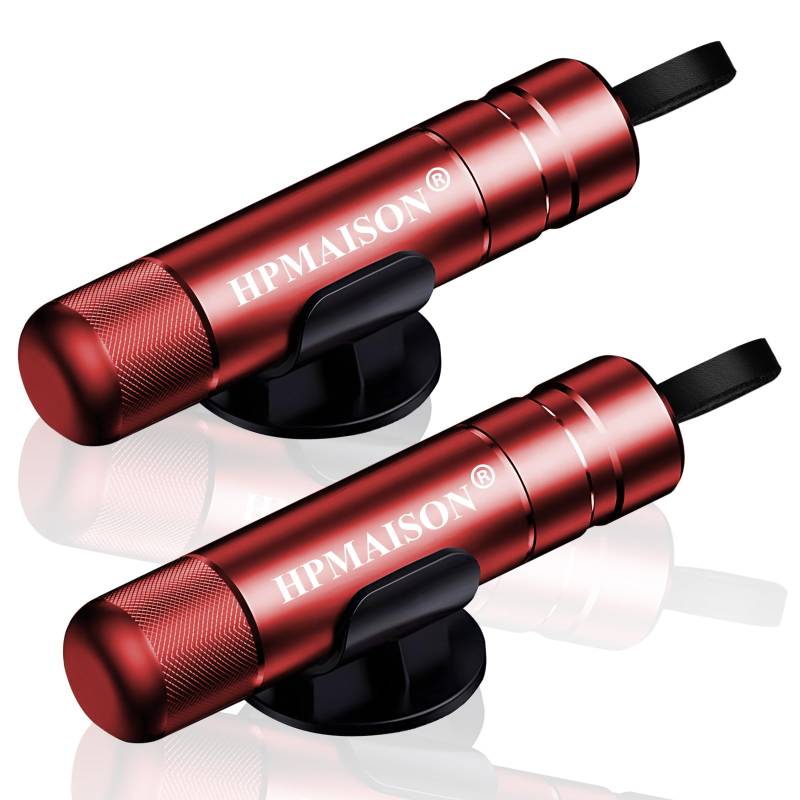 HPMAISON 2er Set Auto Sicherheitshammer, 2 In 1 Notfallhammer Auto mit Gurtschneider, Sicherheitshammer mit Gurtschneider, Nothammer Fluchtwerkzeug fürs Auto, Bus und Andere Fahrzeuge (Rot) von HPMAISON