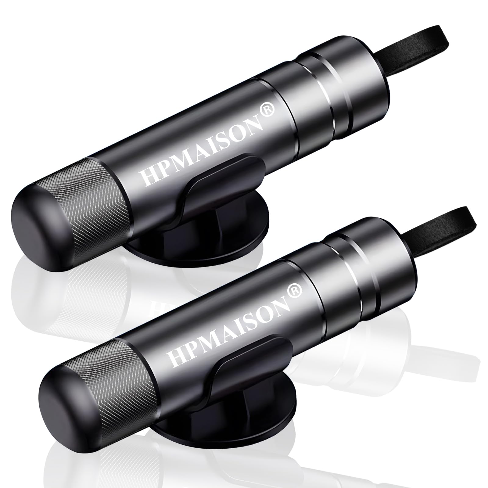 HPMAISON 2er Set Auto Sicherheitshammer, 2 In 1 Notfallhammer Auto mit Gurtschneider, Sicherheitshammer mit Gurtschneider, Nothammer Fluchtwerkzeug fürs Auto, Bus und Andere Fahrzeuge (Schwarz) von HPMAISON