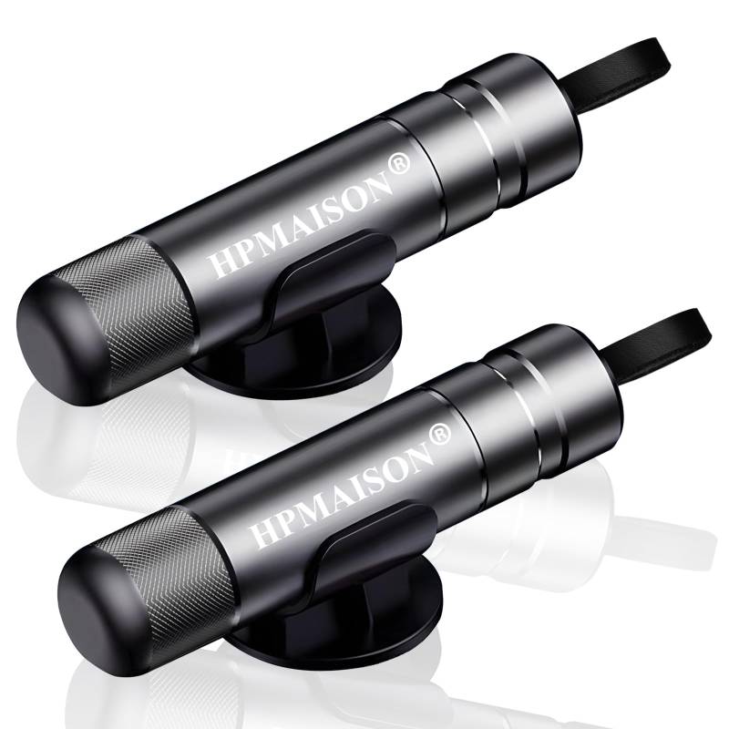 HPMAISON 2er Set Auto Sicherheitshammer, 2 In 1 Notfallhammer Auto mit Gurtschneider, Sicherheitshammer mit Gurtschneider, Nothammer Fluchtwerkzeug fürs Auto, Bus und Andere Fahrzeuge (Schwarz) von HPMAISON