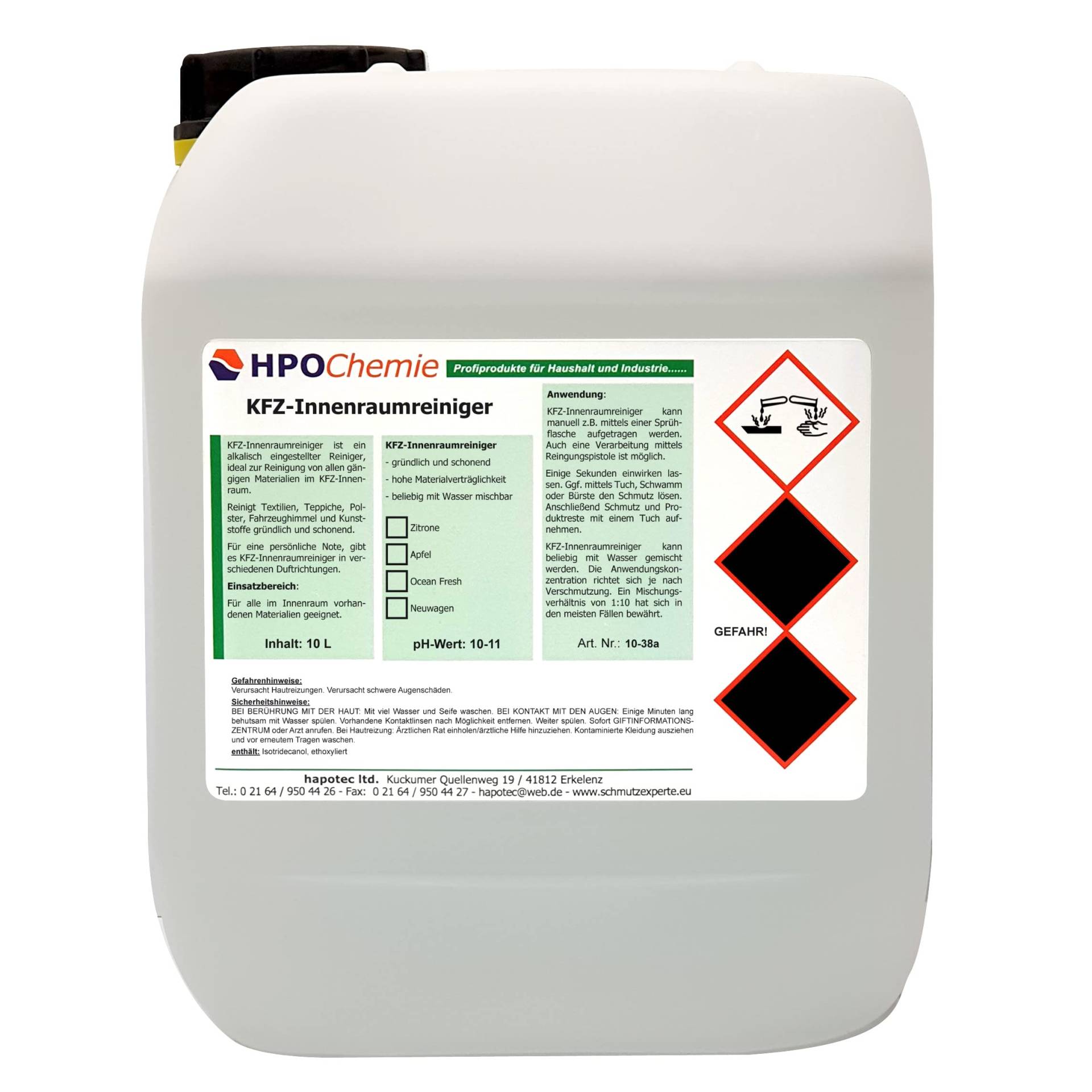 HPOChemie KFZ-Innenraumreiniger 10 Liter HPOChemie KFZ-Innenraumreiniger 10 Liter von HPOChemie