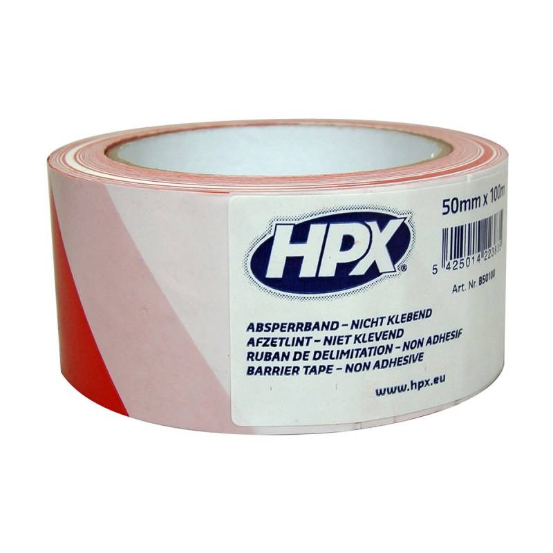 HPX B50100 Absperrband weiß-rot 50 mm x 100 m von HPX