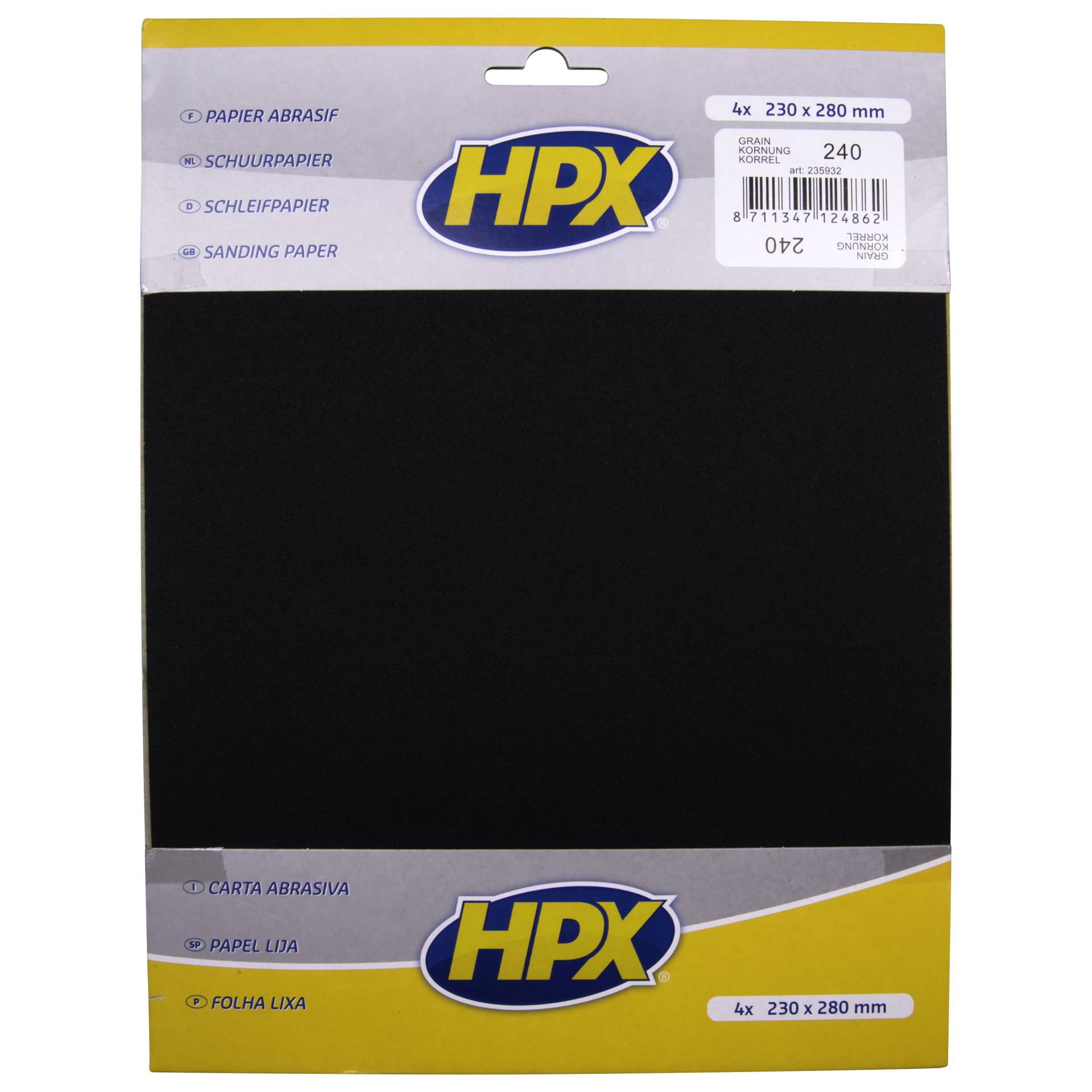 Nassschleifpapier von HPX, Körnung P240, 4 Stück von HPX