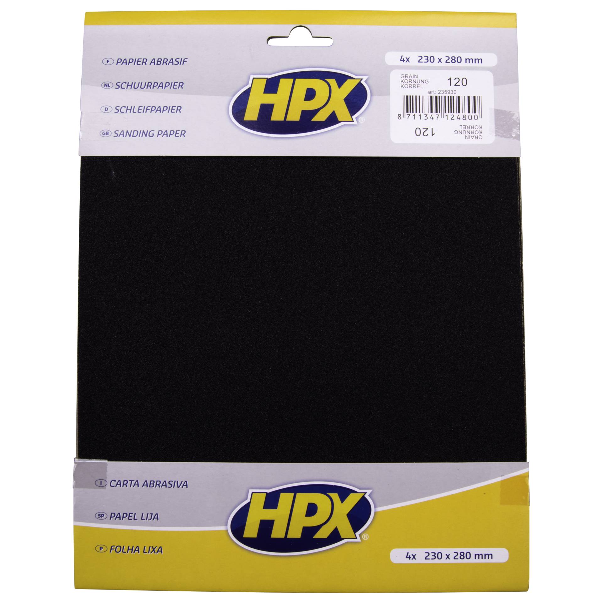 Trockenschleifpapier von HPX, Körnung P120, 4 Stück Trockenschleifpapier von HPX, Körnung P120, 4 Stück von HPX