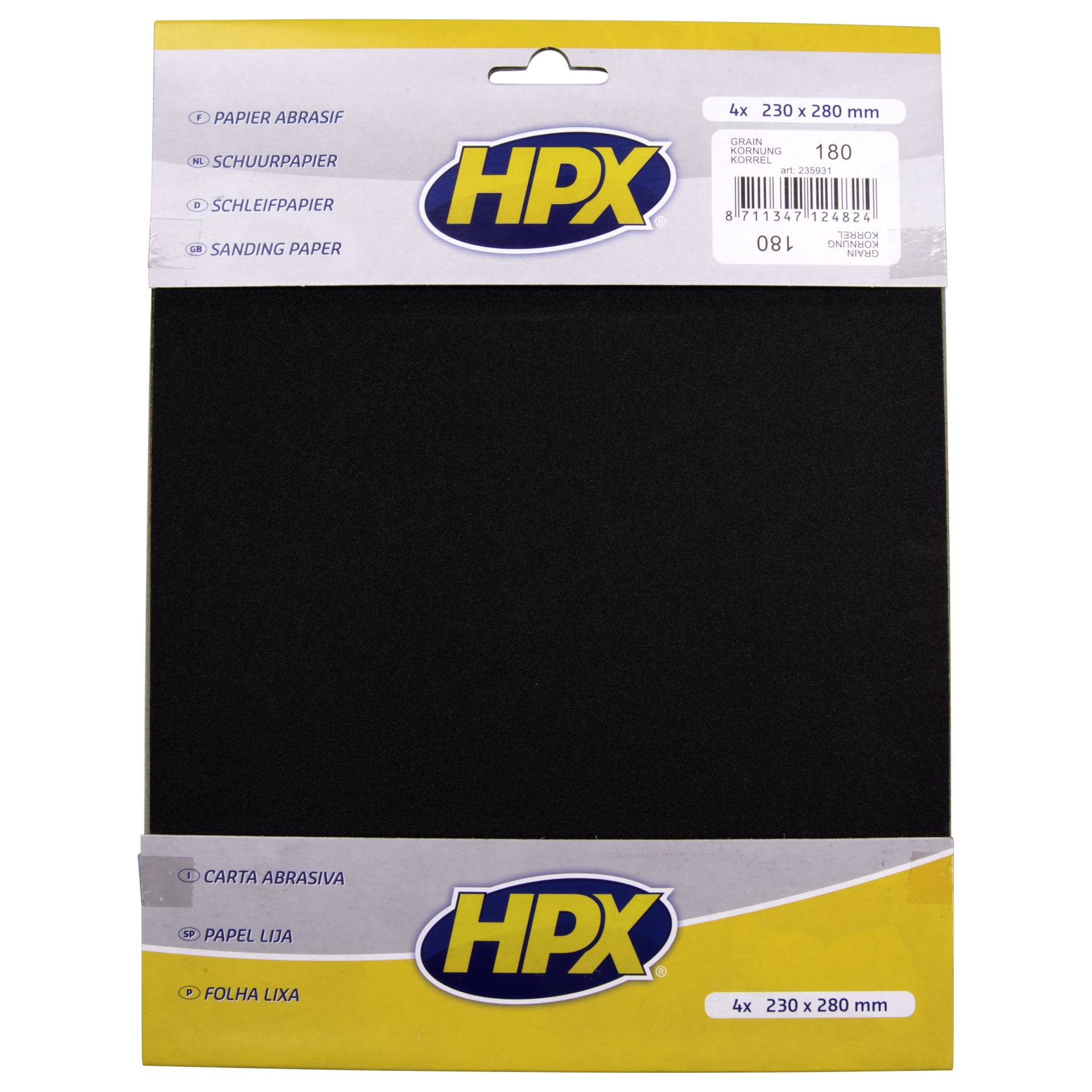 Trockenschleifpapier von HPX, Körnung P180, 4 Stück Trockenschleifpapier von HPX, Körnung P180, 4 Stück von HPX