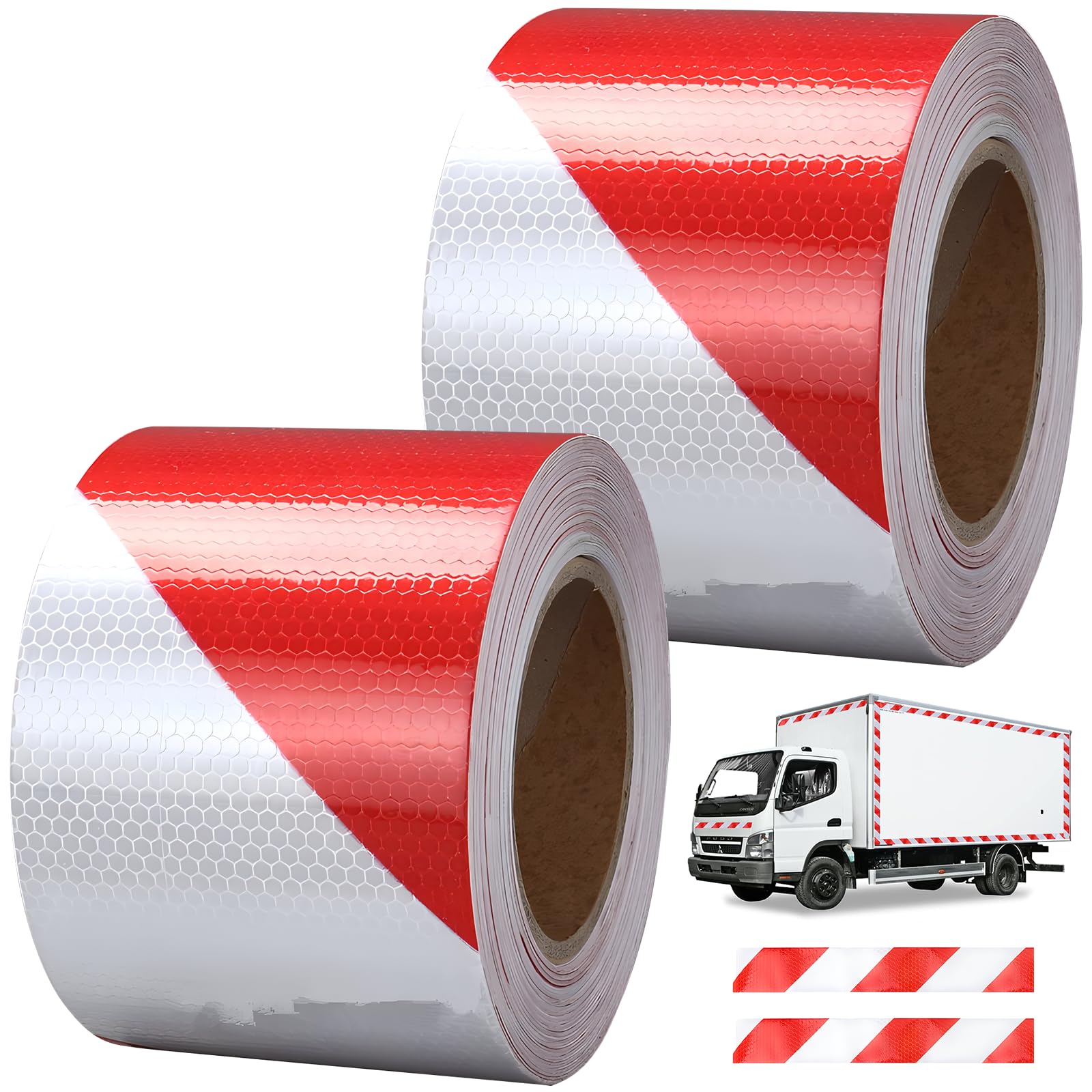 HPiano 2 Stücke Reflektierendes Klebeband Rot & Weiß,Sicherheits Reflektierendes Klebeband,Reflektorband Selbstklebend,Reflektor Klebeband für Fahrzeuge Autos Anhänger Outdoor 5cmx3m von HPiano