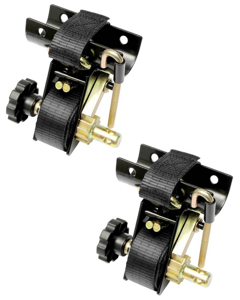 Rack-Ratschengurt (Paar), 5,1 cm schwarze, runde Rohrhalterung mit J-Haken, 3,8 cm breit x 2,1 m lang, schwarzer Leiterträger, Dachgepäckträger, einziehbarer Ratschenspanngurt, 227 kg Traglast von HQPASFY