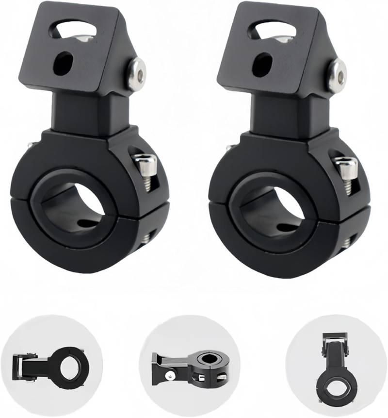 HQTS Motorrad Halterungs Spotlampenhalter Verstellbar um 360 Grad 18-32mm Horizontale Bull Bar Universal Scheinwerfer Halterung - 2set von HQTS