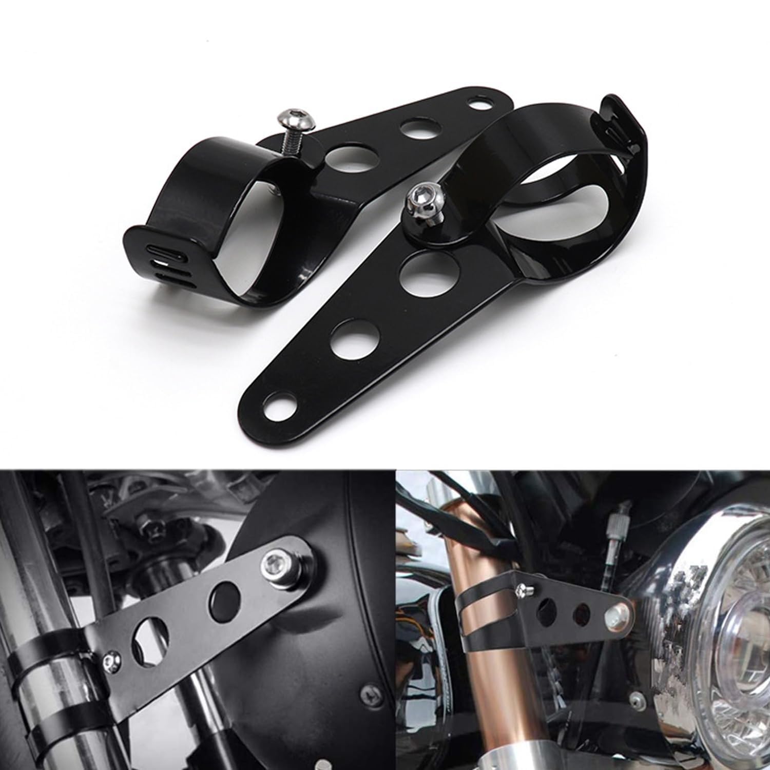 HQTS Motorrad Scheinwerferhalter Gabeln Universal 38mm-51mm, Halterung für Scheinwerfer Motorrad Halterung Clip Schwarz HQTS Motorrad Scheinwerferhalter Gabeln Universal 38mm-51mm, Halterung für Scheinwerfer Motorrad Halterung Clip Schwarz von HQTS