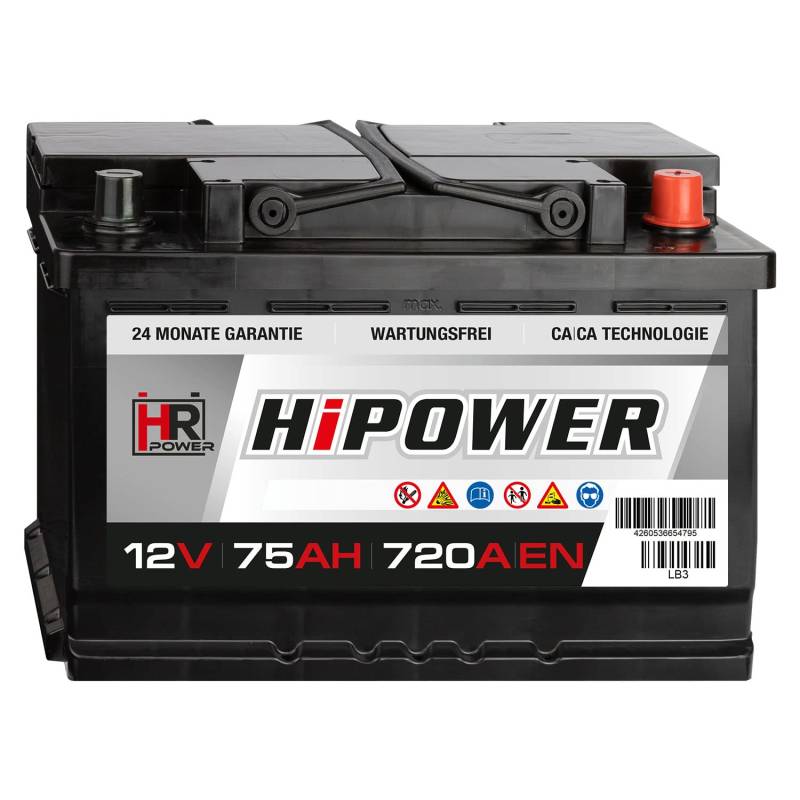 HR HiPower Blei-Säure 12V Starterbatterien (75Ah) von HR-Power