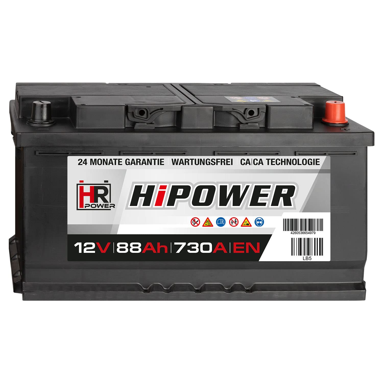 HR HiPower Autobatterie 12V 88Ah 680A/EN Starterbatterie von HR-Power