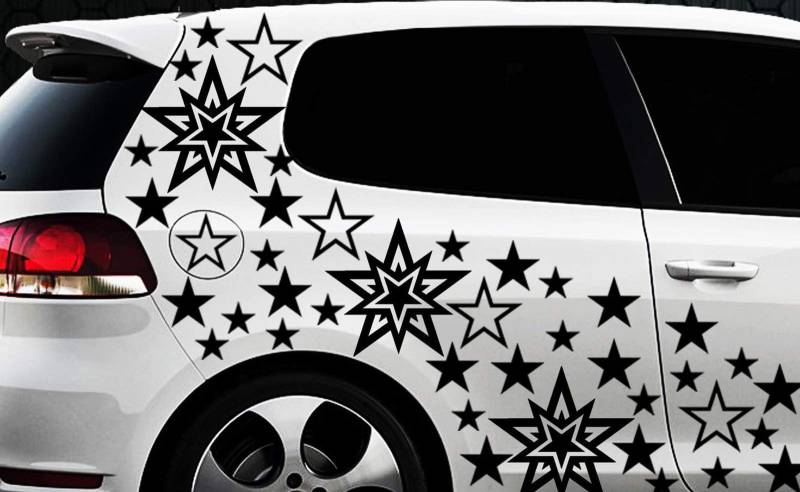 HR-WERBEDESIGN 105 Sterne XXL Set Star Auto Aufkleber Sticker Tuning Stylin WandtattooTribel x3 von HR-WERBEDESIGN