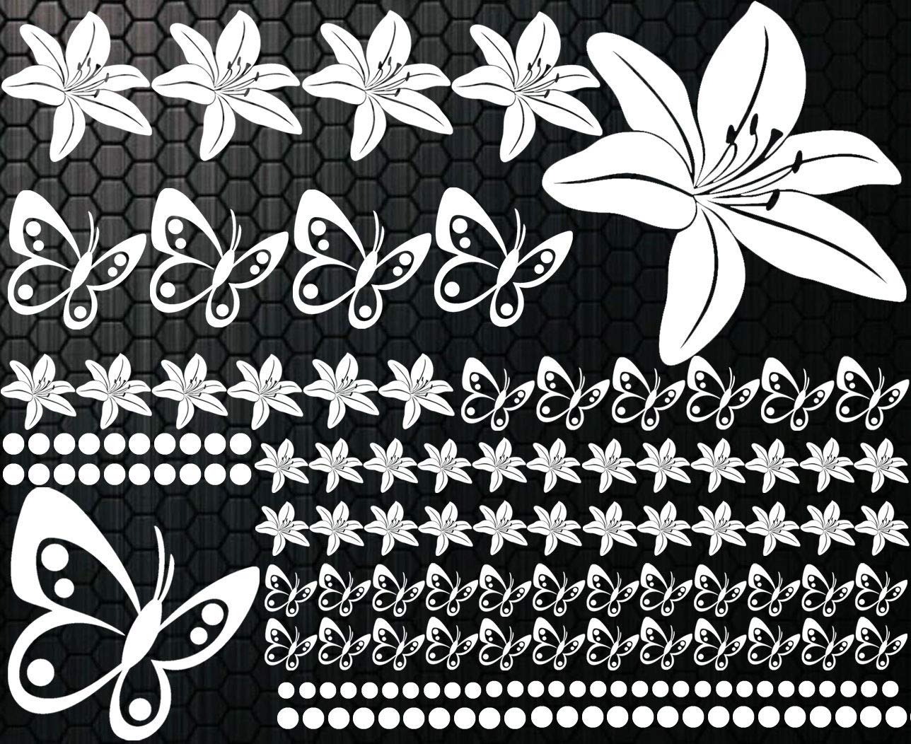 HR-WERBEDESIGN 108-teiliges LILIEN Aufkleber Hibiskus Blumen Schmetterlinge Hawaii WANDTATTOO 1 von Homry