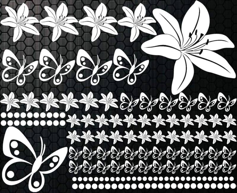 HR-WERBEDESIGN 108-teiliges LILIEN Aufkleber Hibiskus Blumen Schmetterlinge Hawaii WANDTATTOO 1 von Homry