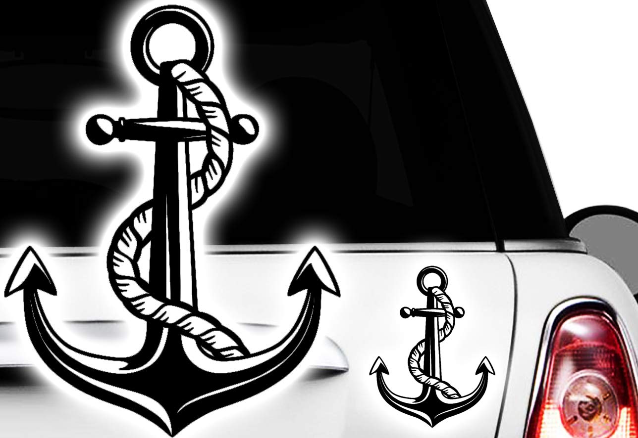 HR-WERBEDESIGN 1x Aufkleber Maritim Anker Segelboot Rettungsring Steuerrad Kompass Anchor von HR-WERBEDESIGN