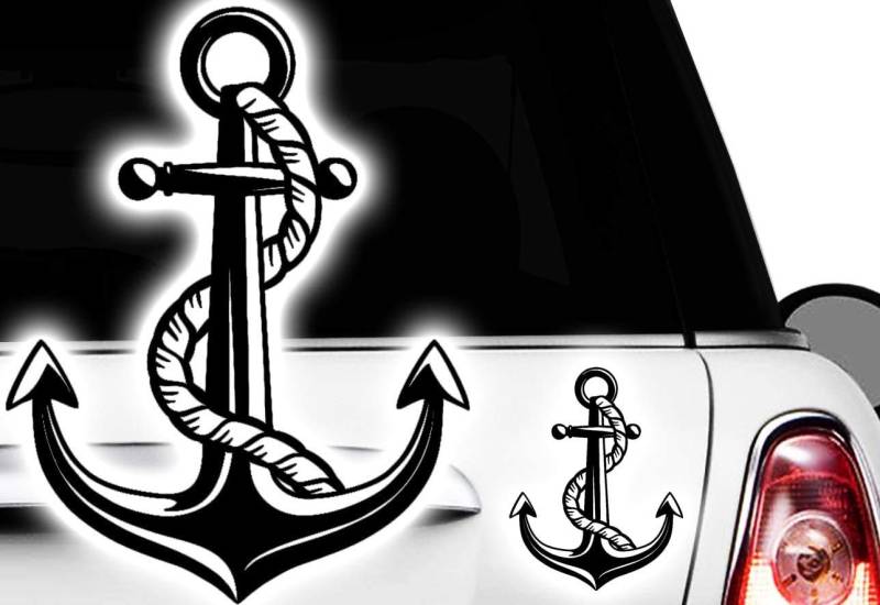 HR-WERBEDESIGN 1x Aufkleber Maritim Anker Segelboot Rettungsring Steuerrad Kompass Anchor x von HR-WERBEDESIGN