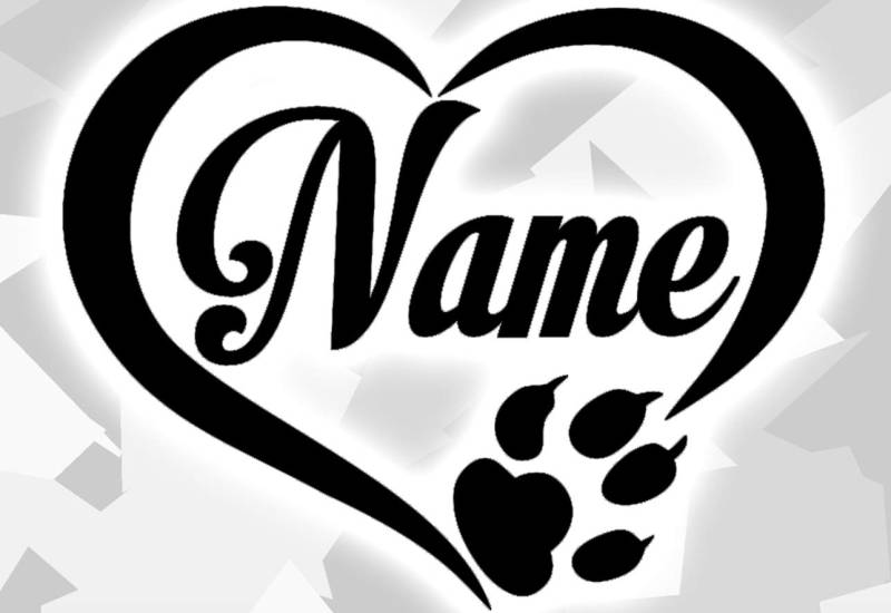 HR-WERBEDESIGN 1x Aufkleber Pfote Pfoten Hunde Wunschname Herz Sticker Auto Fun Tatze Name Heart paw Dog von PGONA