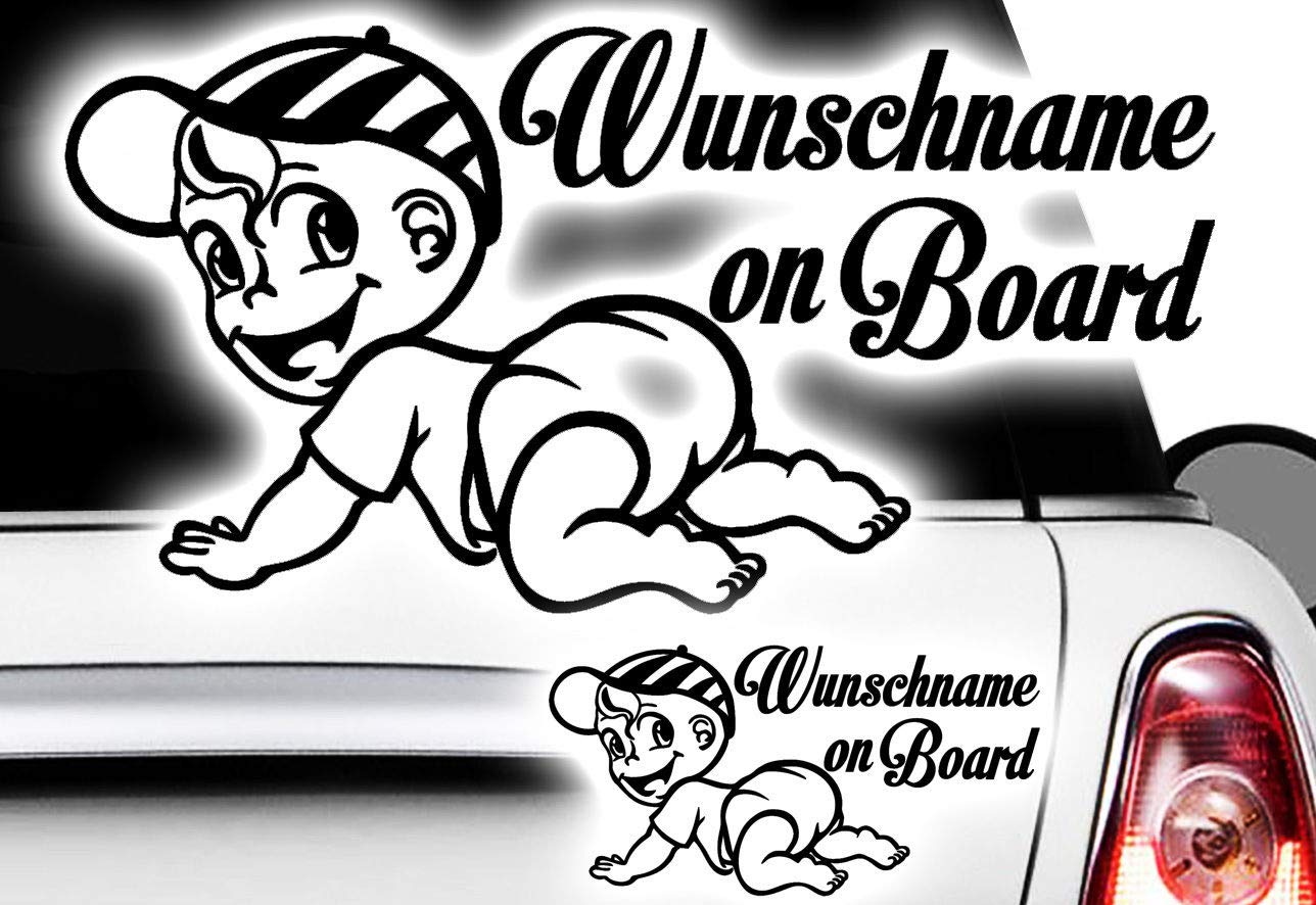 HR-WERBEDESIGN 1x Aufkleber Wunschname ON Board Sticker Hangover Baby Auto Kind fährt mit FUN1 HR-WERBEDESIGN 1x Aufkleber Wunschname ON Board Sticker Hangover Baby Auto Kind fährt mit FUN1 von Boppon