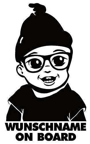 HR-WERBEDESIGN 1x Aufkleber Wunschname ON Board Sticker Hangover Baby Auto Kind fährt mit FUNxj von HR-WERBEDESIGN