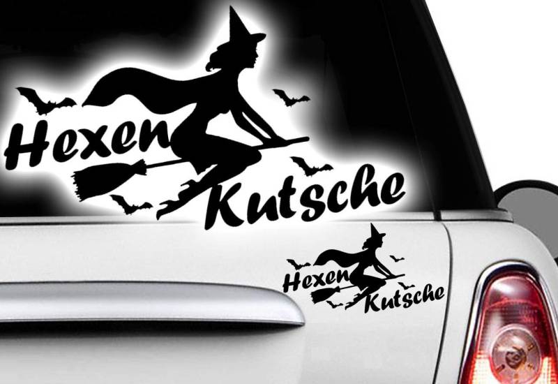 HR-WERBEDESIGN 1x Hexen 20x10cm Sterne Aufkleber Wandtattoo Hexenkutsche Gothic Halloween Witch von PGONA