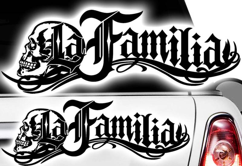 HR-WERBEDESIGN 1x LA Familia 30cm Oldschool Frontscheibenaufkleber Auto Motorrad Aufkleber Hard von HR-WERBEDESIGN