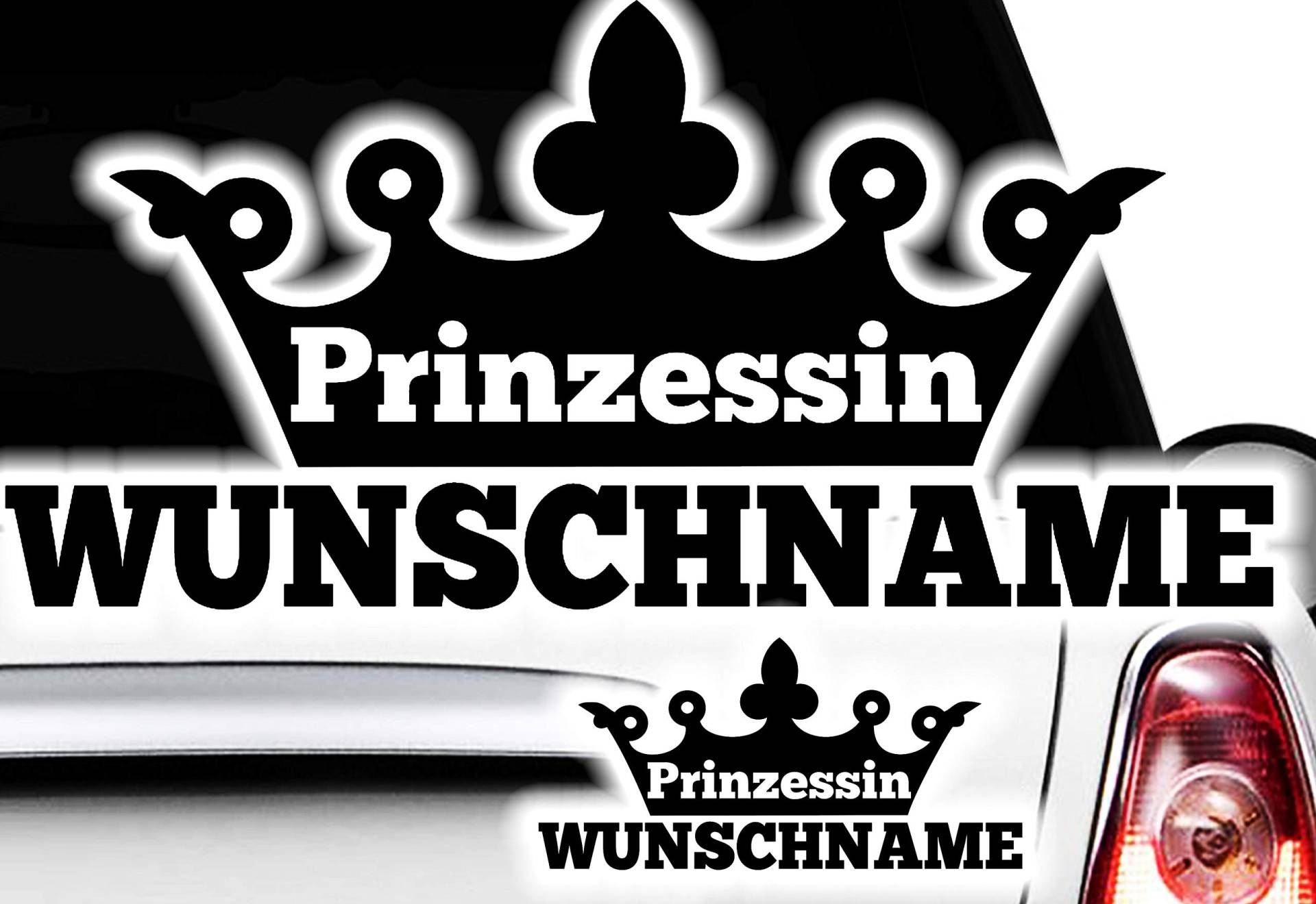 HR-WERBEDESIGN 1x WUNSCHTEXT/Name 15cm Breit Aufkleber Auto Domain Prinzessin Schriftzug von HR-WERBEDESIGN