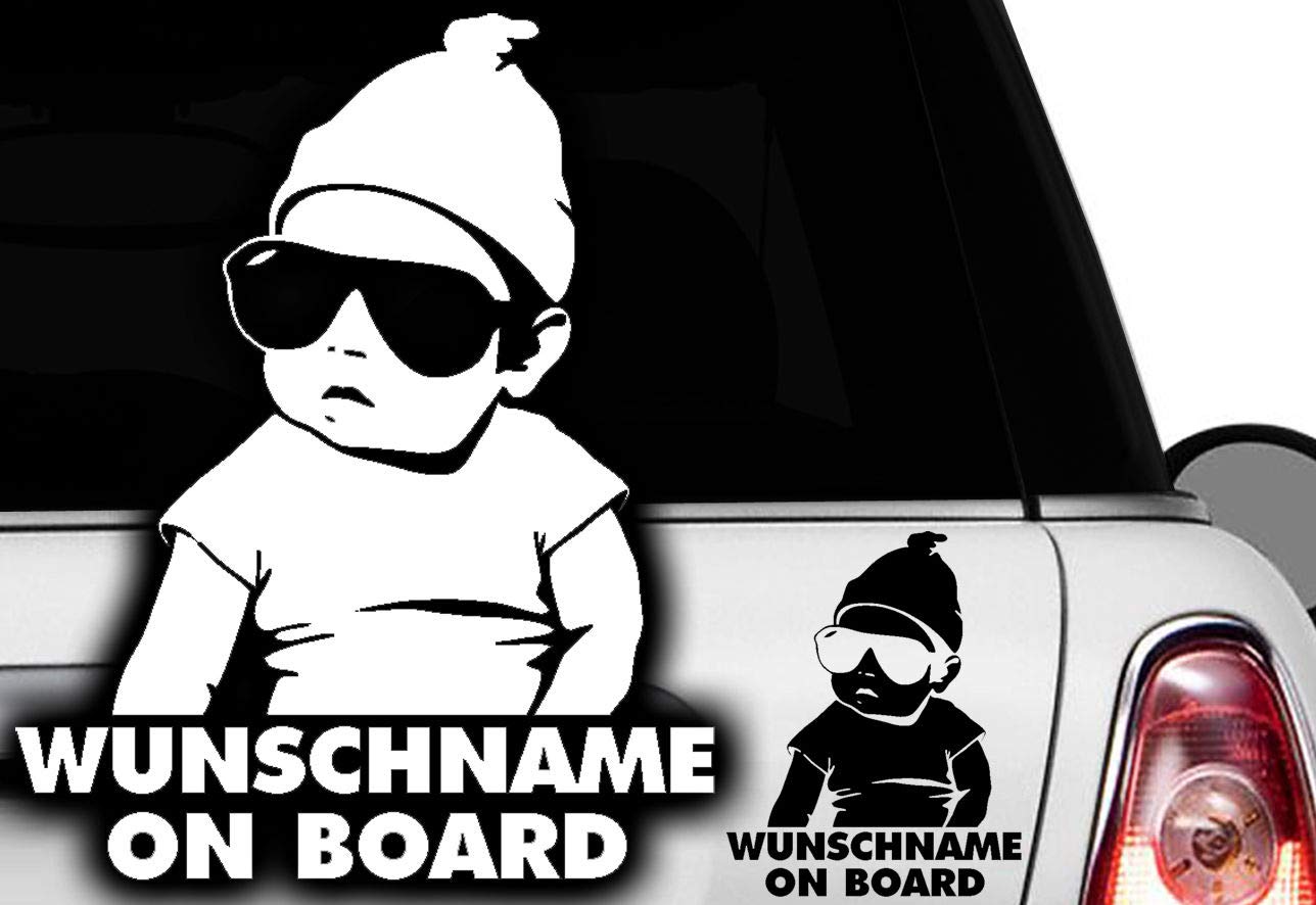 HR-WERBEDESIGN 2X Aufkleber Wunschname ON Board Sticker Hangover Baby Auto Kind fährt mit FUNo HR-WERBEDESIGN 2X Aufkleber Wunschname ON Board Sticker Hangover Baby Auto Kind fährt mit FUNo von HR-WERBEDESIGN