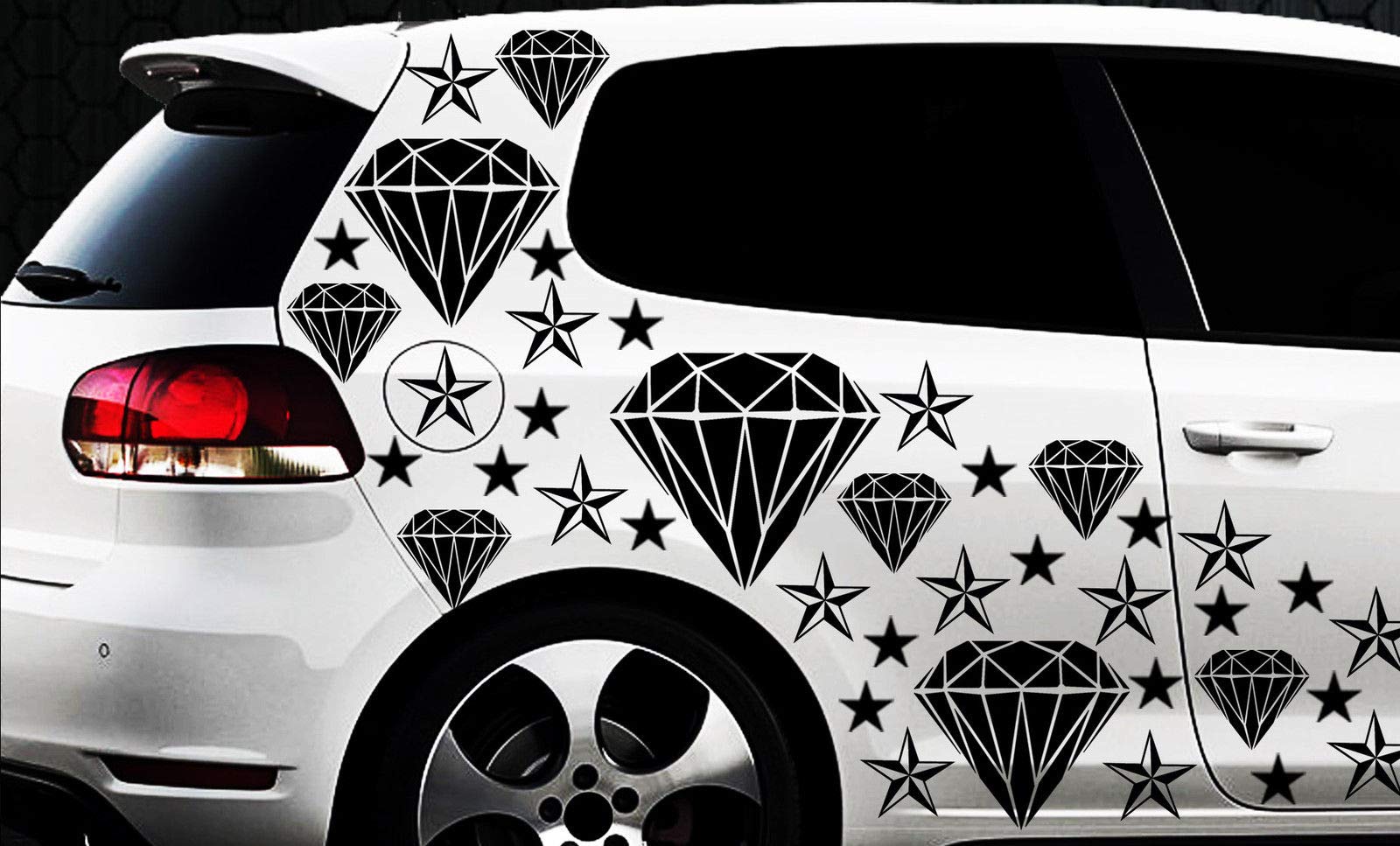 HR-WERBEDESIGN 93-teiliges Diamant Sterne Star Auto Aufkleber Set Sticker WANDTATTOO Blumen xx von HR-WERBEDESIGN