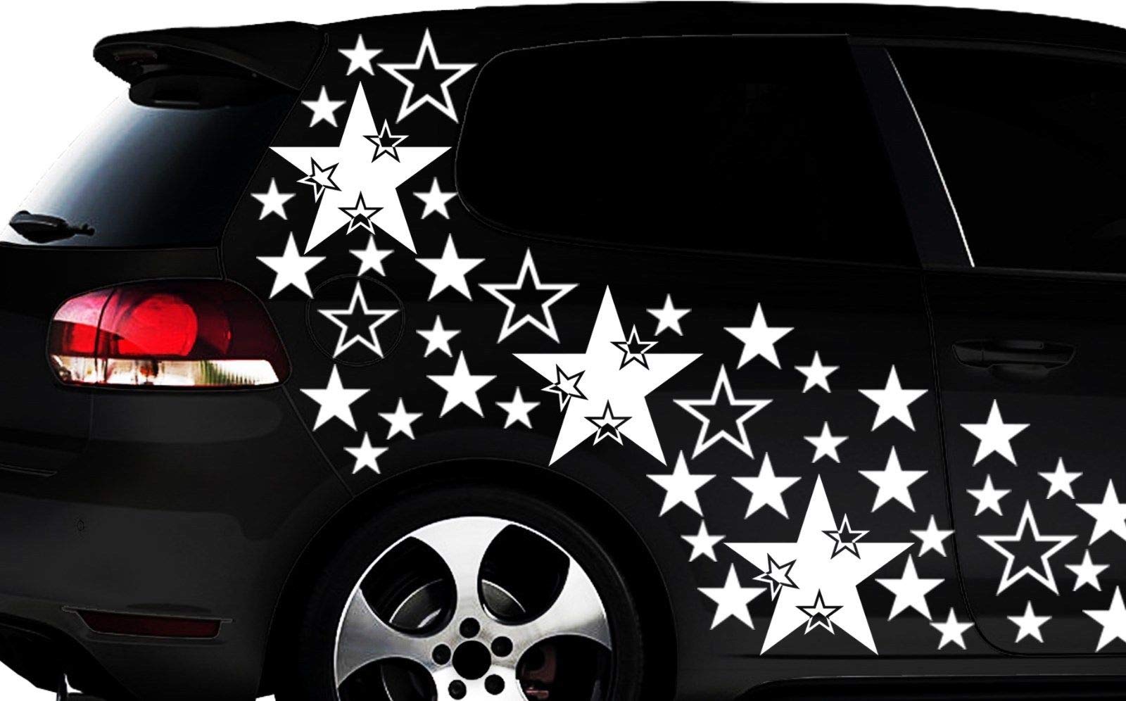 HR-WERBEDESIGN 93-teiliges Sterne Star Auto Aufkleber Set Sticker Tuning WANDTATTOO Blumen xxxm von HR-WERBEDESIGN