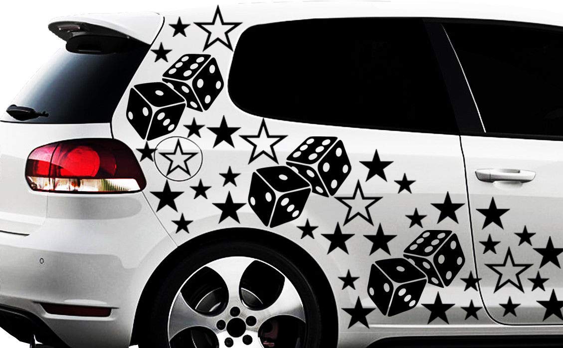 HR-WERBEDESIGN 93-teiliges Sterne Würfel Cube Star Auto Aufkleber Tuning WANDTATTOO Blumen von HR-WERBEDESIGN