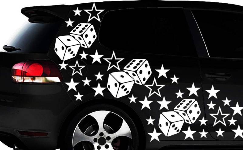 HR-WERBEDESIGN 93-teiliges Sterne Würfel Cube Star Auto Aufkleber Tuning WANDTATTOO Blumen von HR-WERBEDESIGN