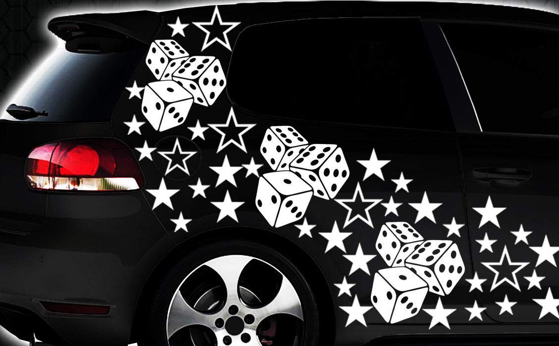 HR-WERBEDESIGN 93-teiliges Sterne Würfel Cube Star Auto Aufkleber Tuning WANDTATTOO Blumen x von HR-WERBEDESIGN