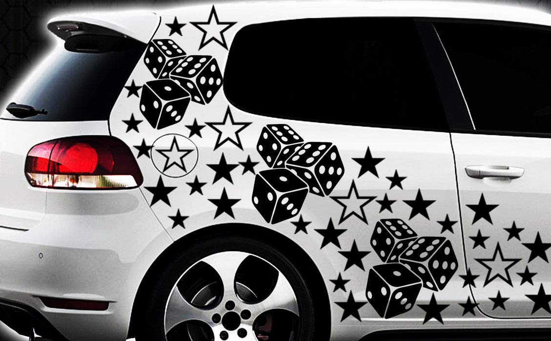 HR-WERBEDESIGN 93-teiliges Sterne Würfel Cube Star Auto Aufkleber Tuning WANDTATTOO Blumen xxxv von HR-WERBEDESIGN