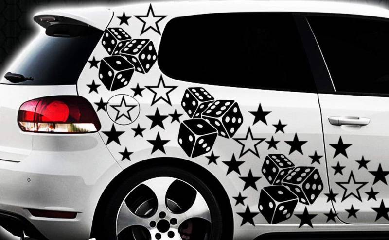 HR-WERBEDESIGN 93-teiliges Sterne Würfel Cube Star Auto Aufkleber Tuning WANDTATTOO Blumen xxxv von PGONA